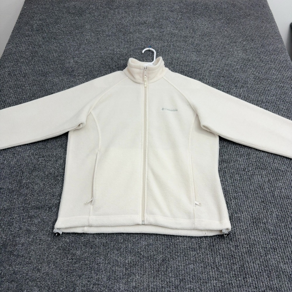 Columbia Fleece Jacket Womens S Cream Polyester Full Zip Mock Neck Gorpcore